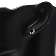 Large Oval Black Onyx Stud Silver Earrings, e336